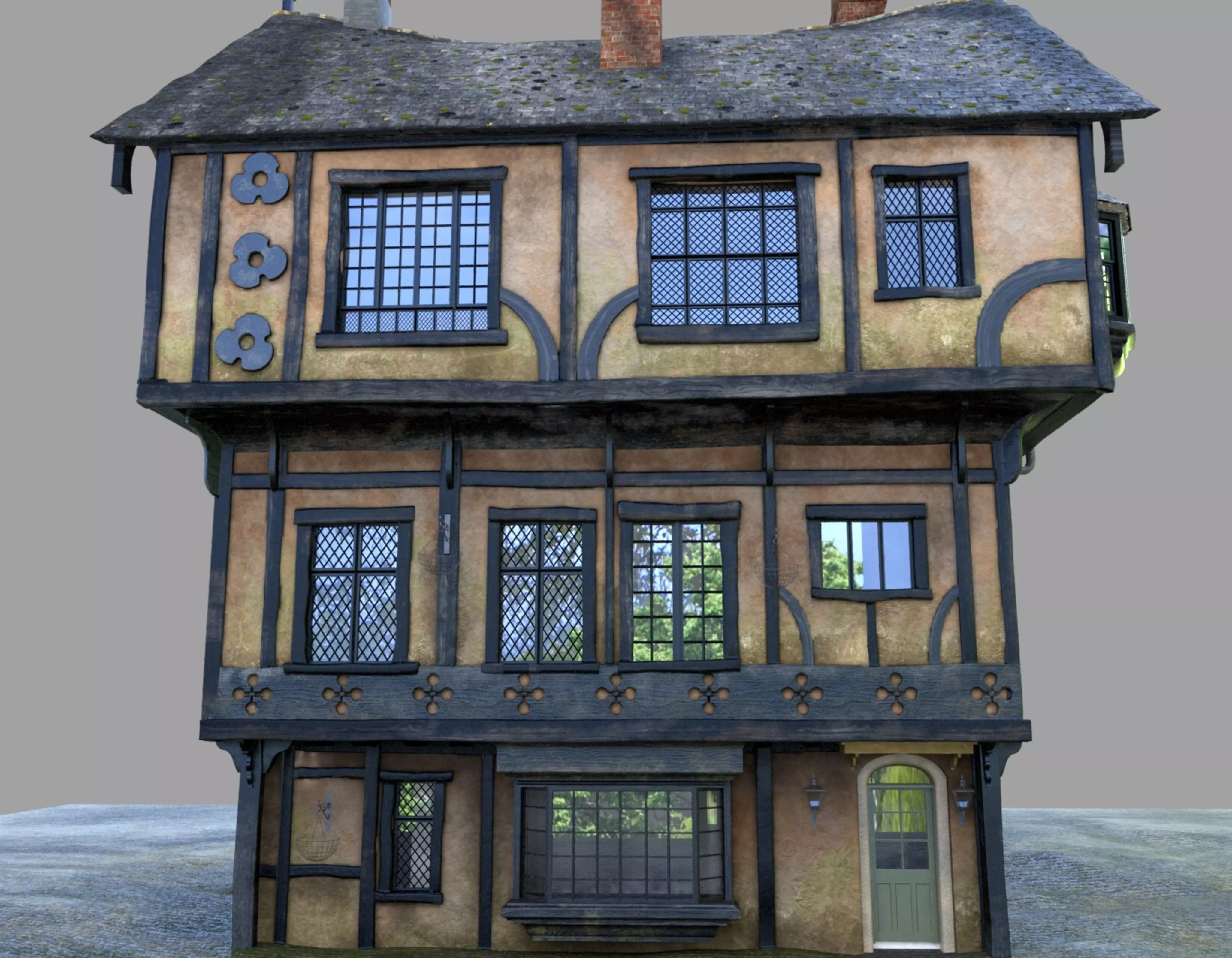 Wide Tudor House 3D model