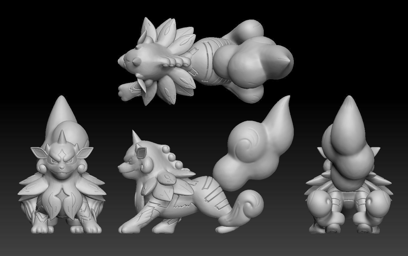 Pokemon Hisuian Growlithe Arcanine 3D print model_2