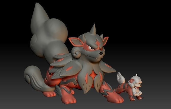 Pokemon Hisuian Growlithe Arcanine 3D print model