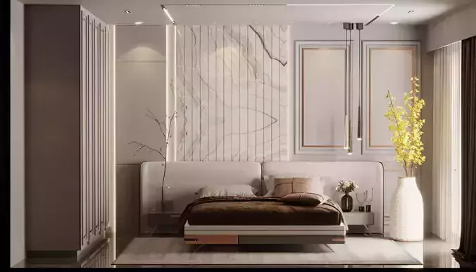 Bedroom design interior scene 3D model 3D model