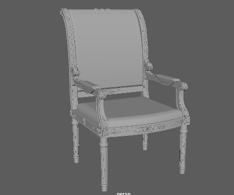 armchair ornate chair with gold trim 3D model_1