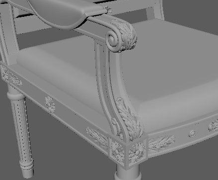 armchair ornate chair with gold trim 3D model_4