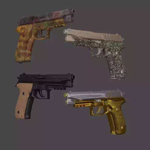 Sig sauer P 250 military gun low poly  Low-poly 3D model