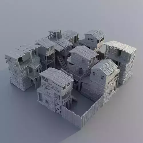 Modular Slum District Tabletop Terrain 28 mm 3D print model