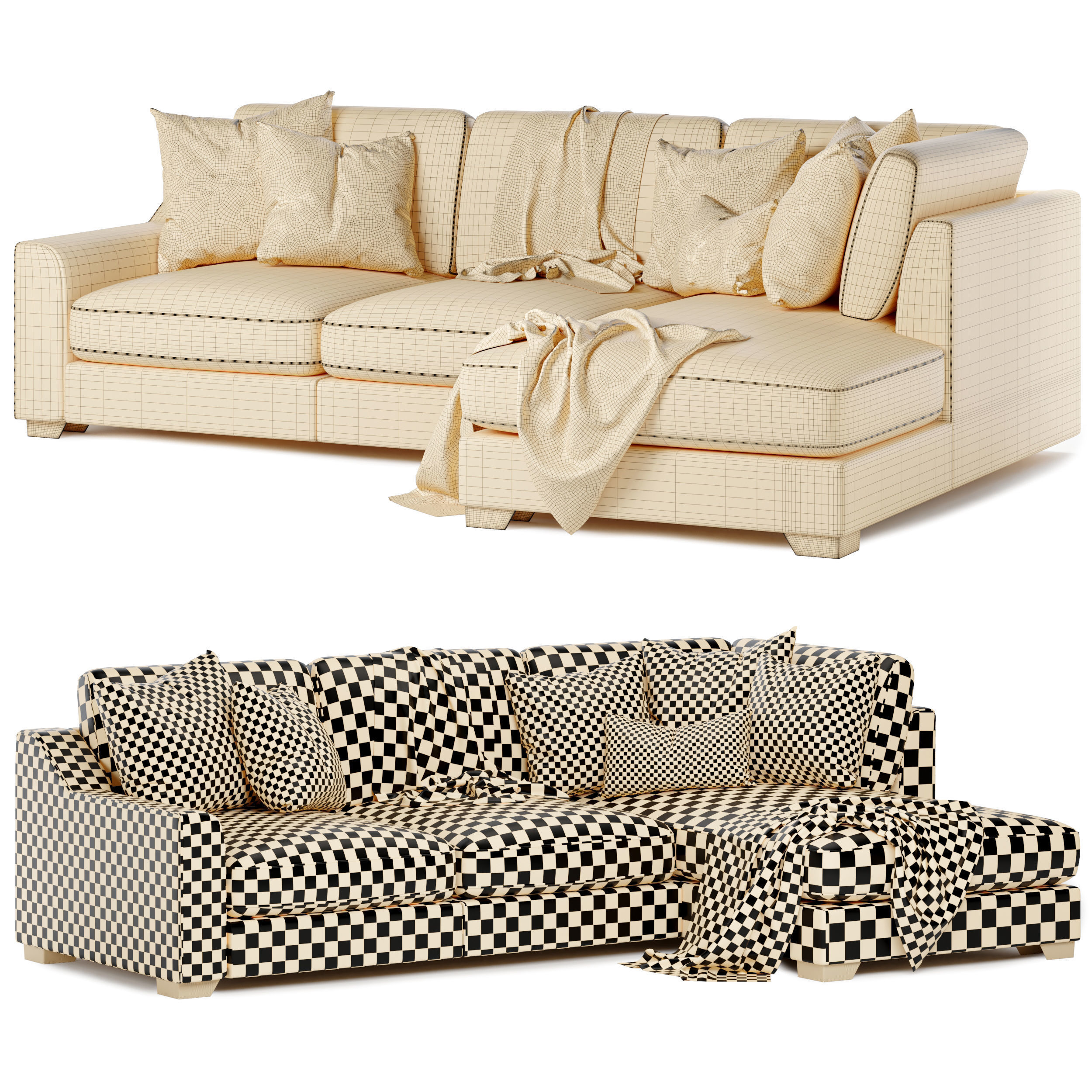 Isobel sofa corner with chaise 3D model_2