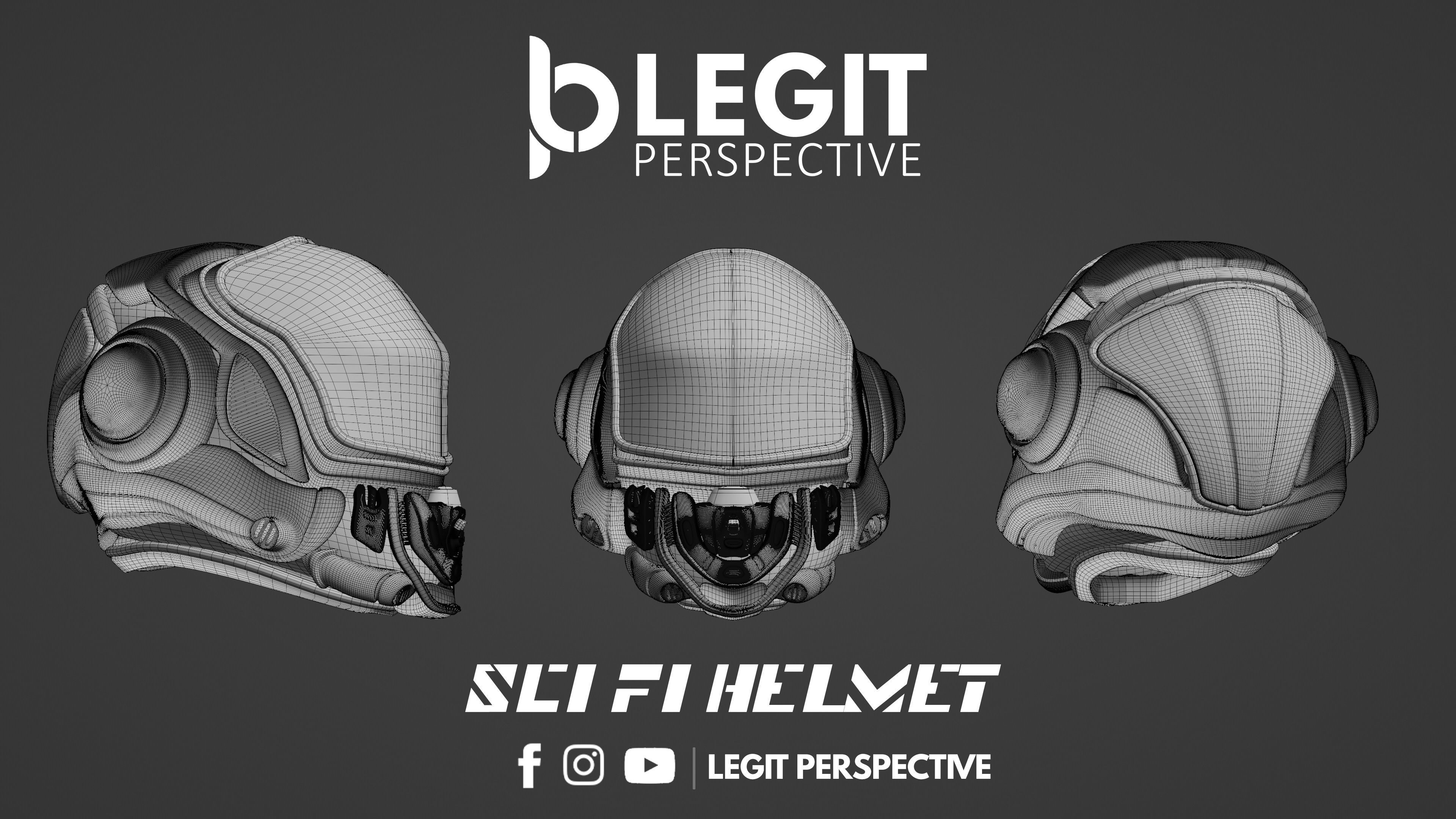 SCI FI HELMET Low-poly 3D model_2