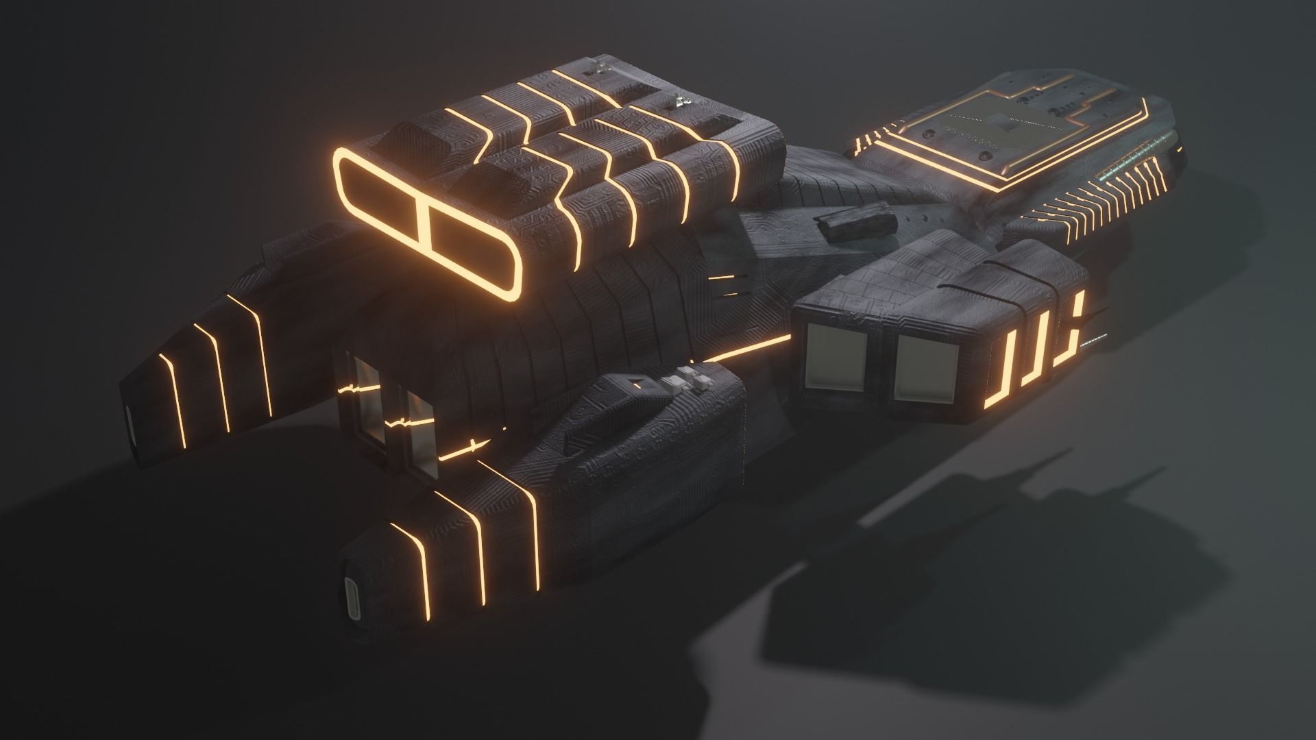 Sci Fi SpaceShip Low-poly 3D model_2