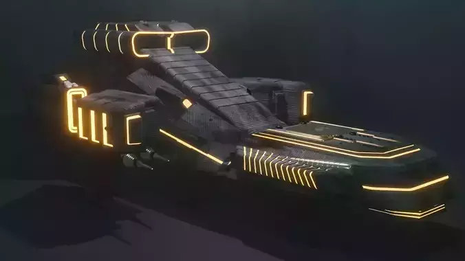 Sci Fi SpaceShip Low-poly 3D model