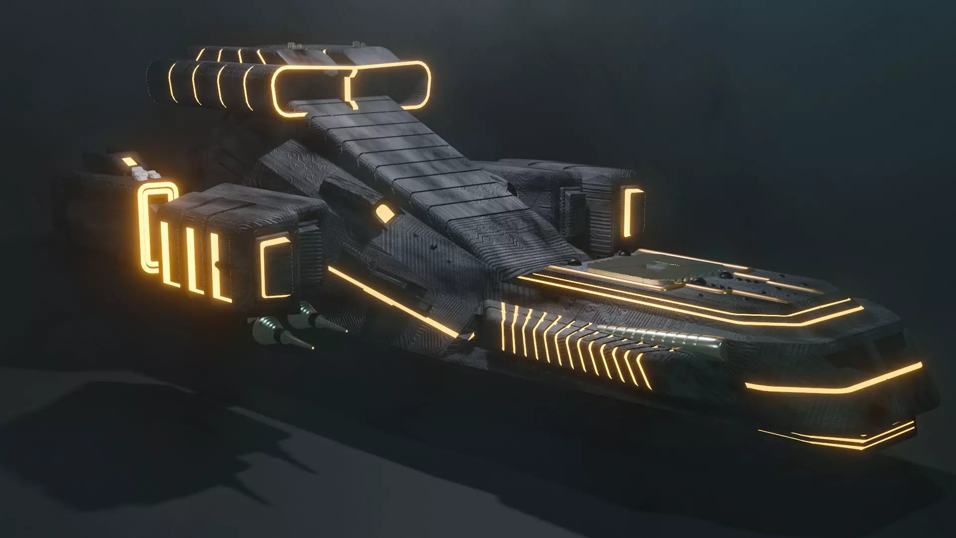 Sci Fi SpaceShip Low-poly 3D model_0