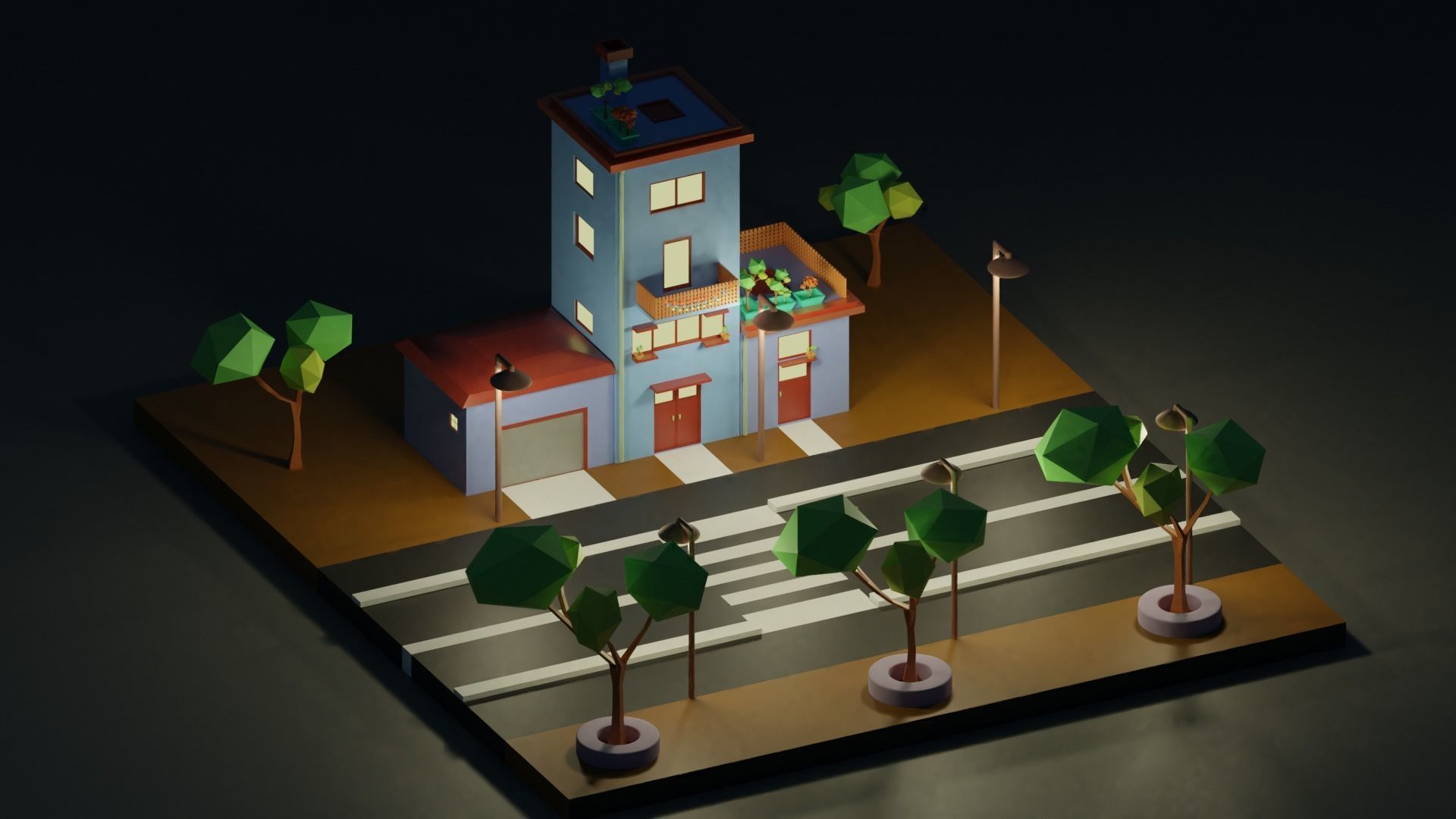 Isometric house 3D Low-poly 3D model_1
