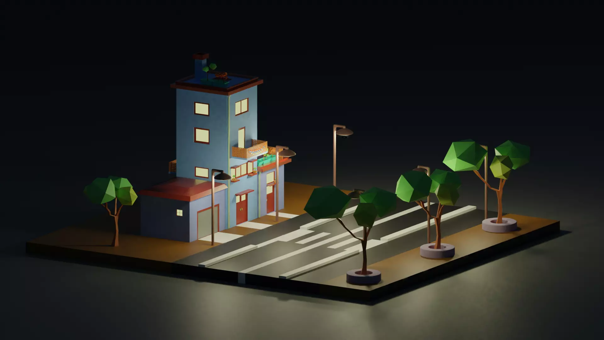 Isometric house 3D Low-poly 3D model_0