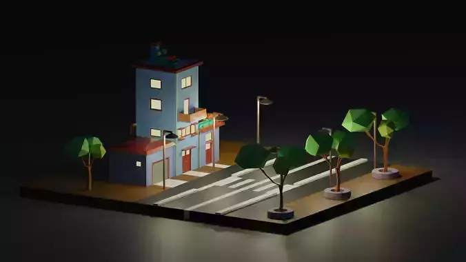 Isometric house 3D Low-poly 3D model