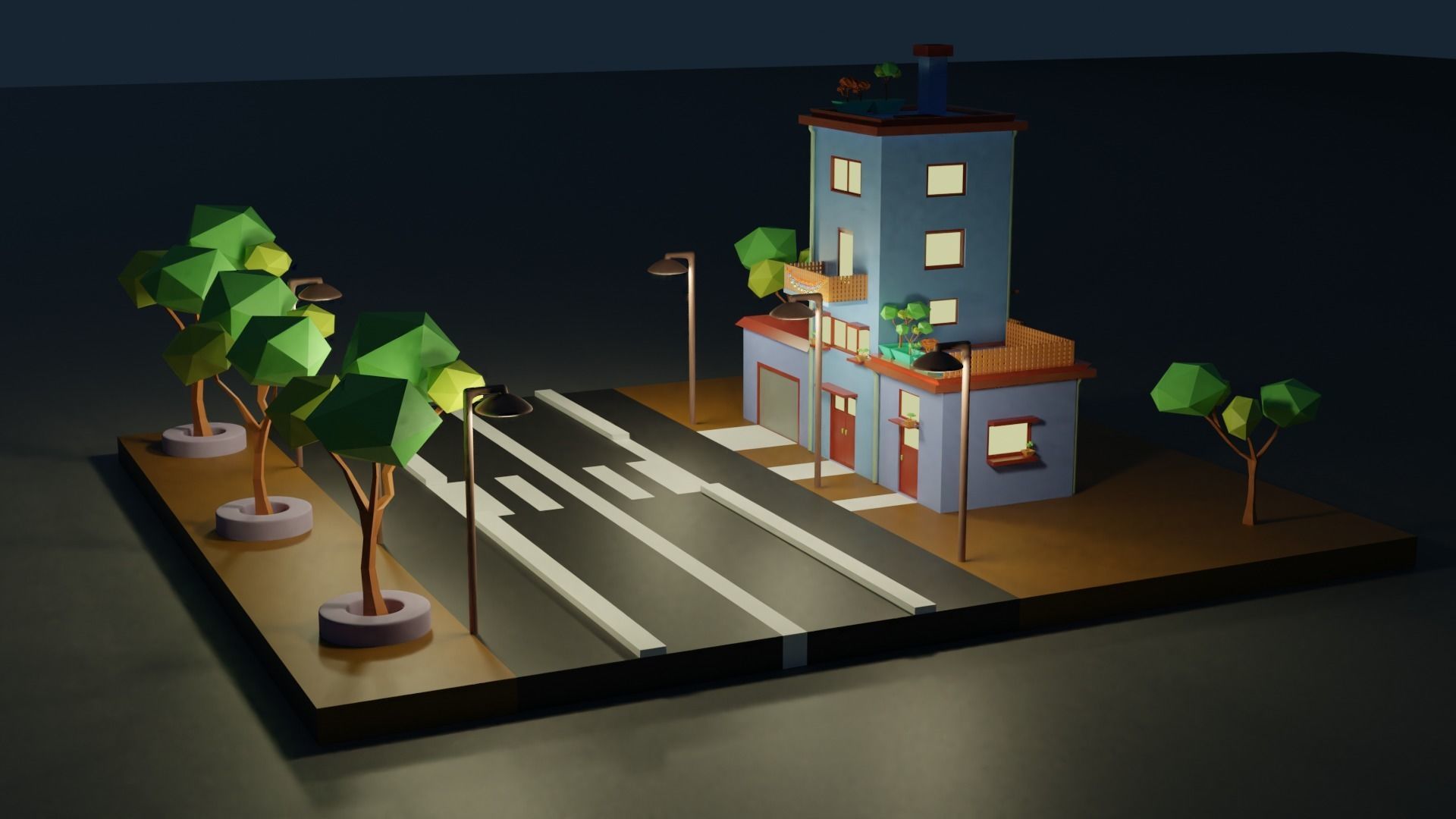 Isometric house 3D Low-poly 3D model_3