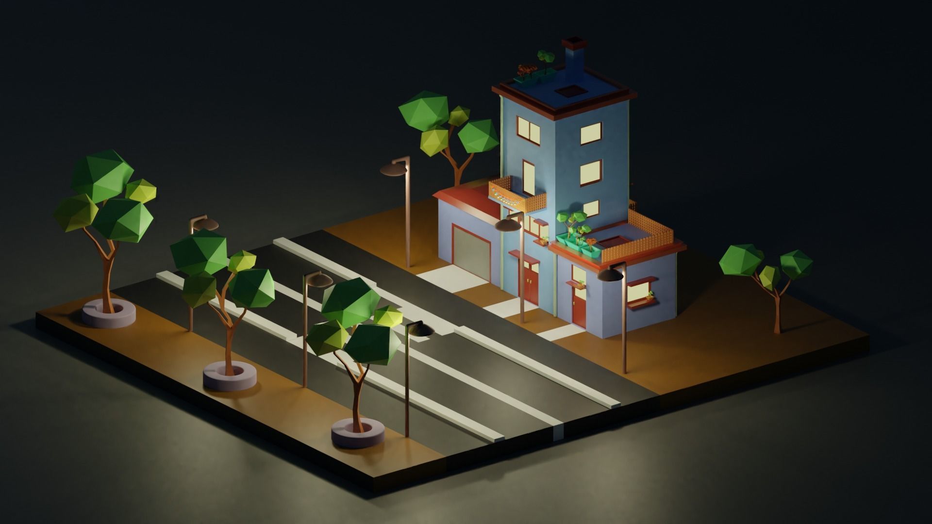 Isometric house 3D Low-poly 3D model_2