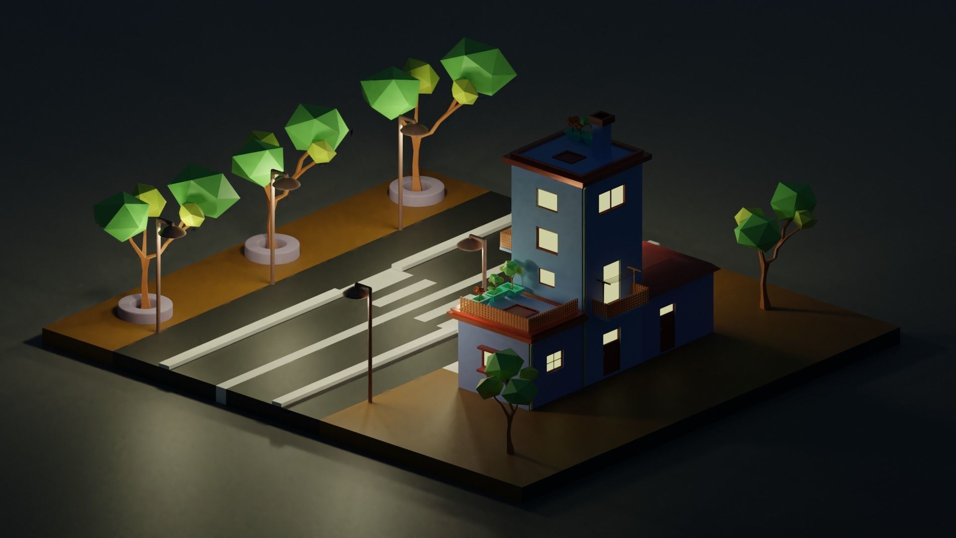 Isometric house 3D Low-poly 3D model_4