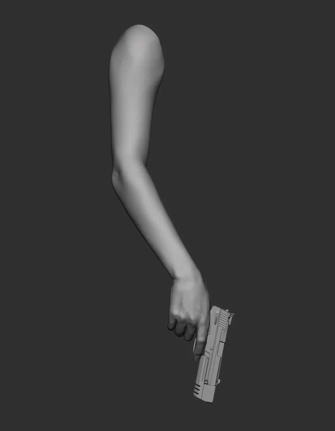 Female hand whith gun Free 3D model_0