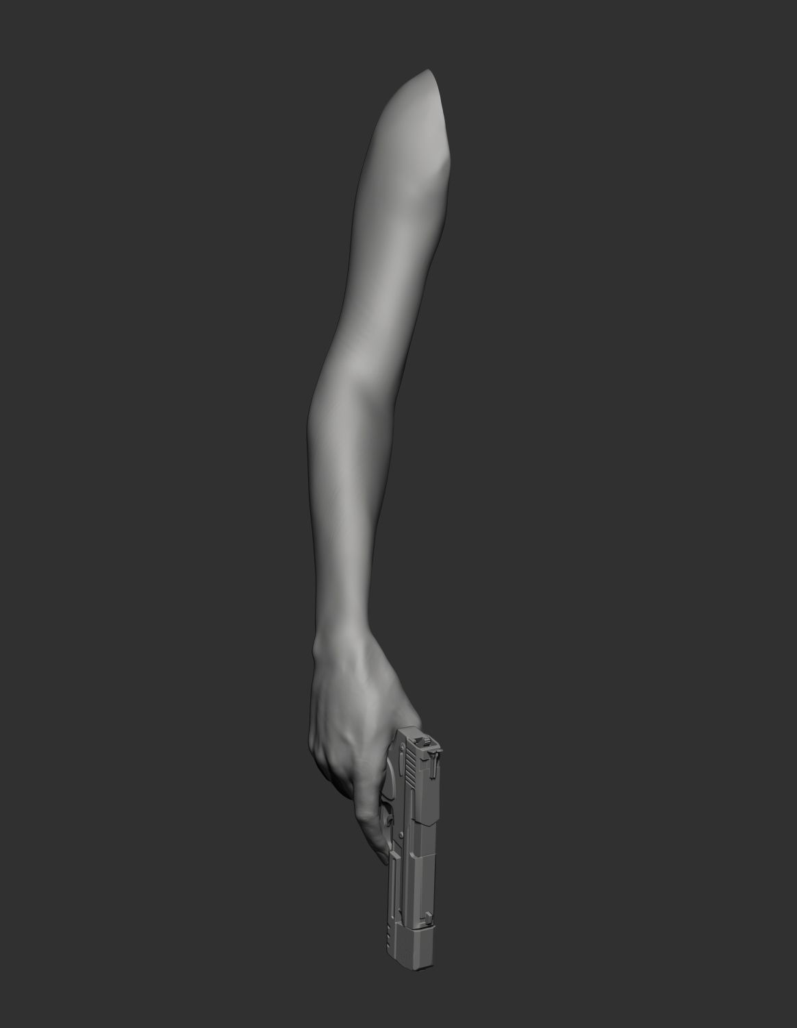 Female hand whith gun Free 3D model_1