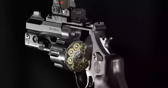 Game Ready R8 Revolver - Model and Textures  Low-poly 3D model