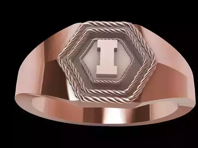 i alphabet hexagon signet ring stl verified 