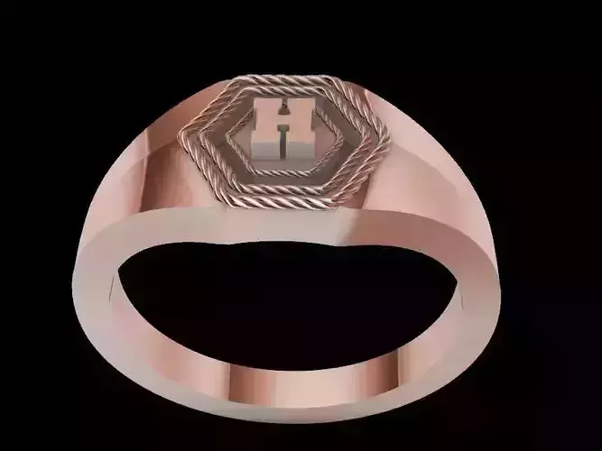 h alphabet hexagon signet ring stl verified 