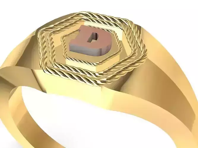 d hexagon signet ring stl verified 