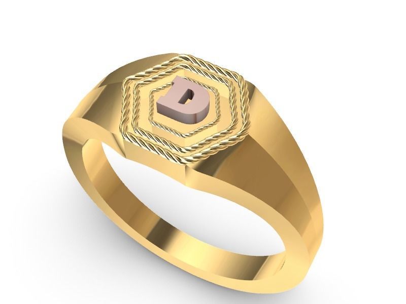 c hexagon signet ring stl verified 3D print model_7