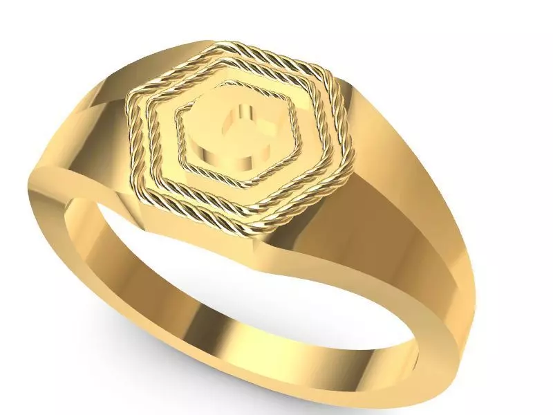 c hexagon signet ring stl verified 3D print model_0