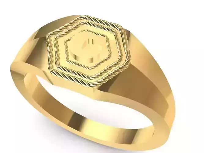 c hexagon signet ring stl verified 
