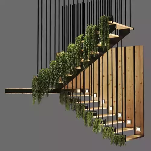 wooden planted stair