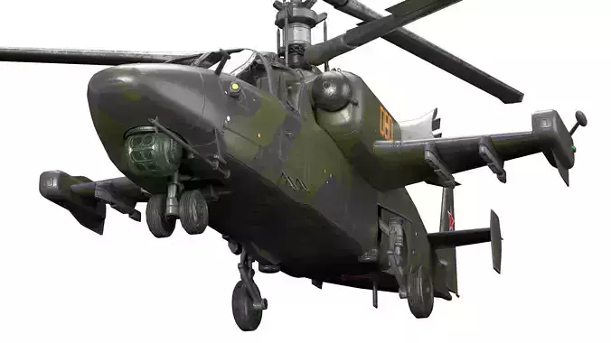 Attack Helicopter KA52 Black Shark Hokum Low-poly 3D model