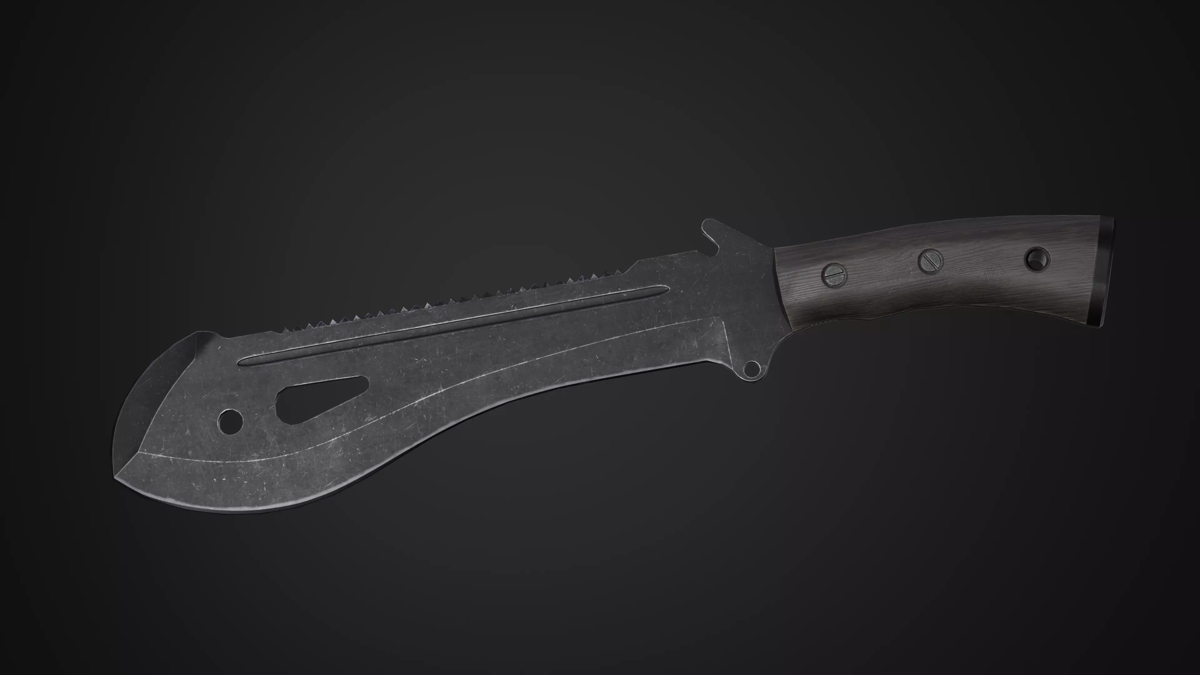 Machete knife Low-poly 3D model_0