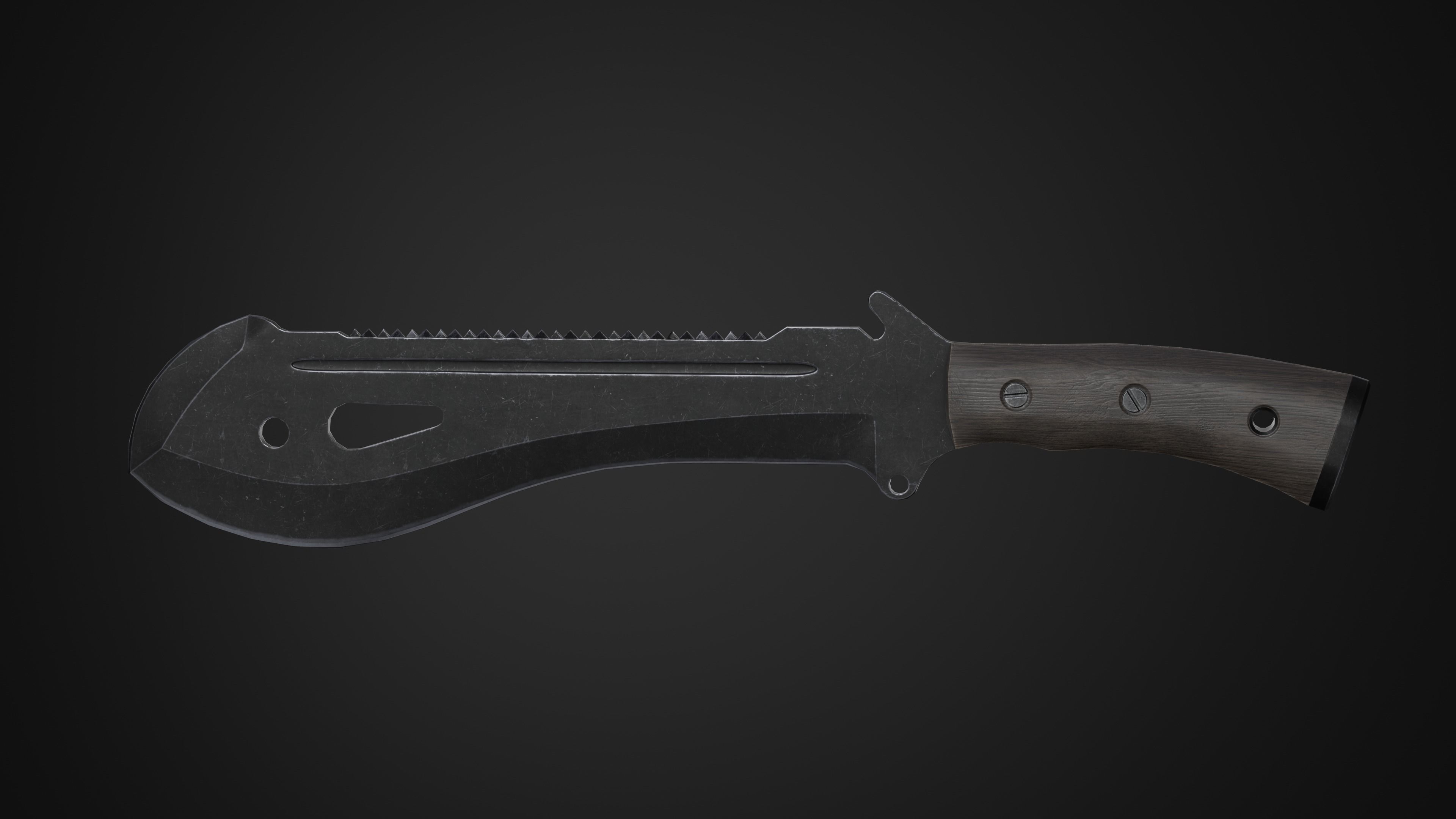 Machete knife Low-poly 3D model_4
