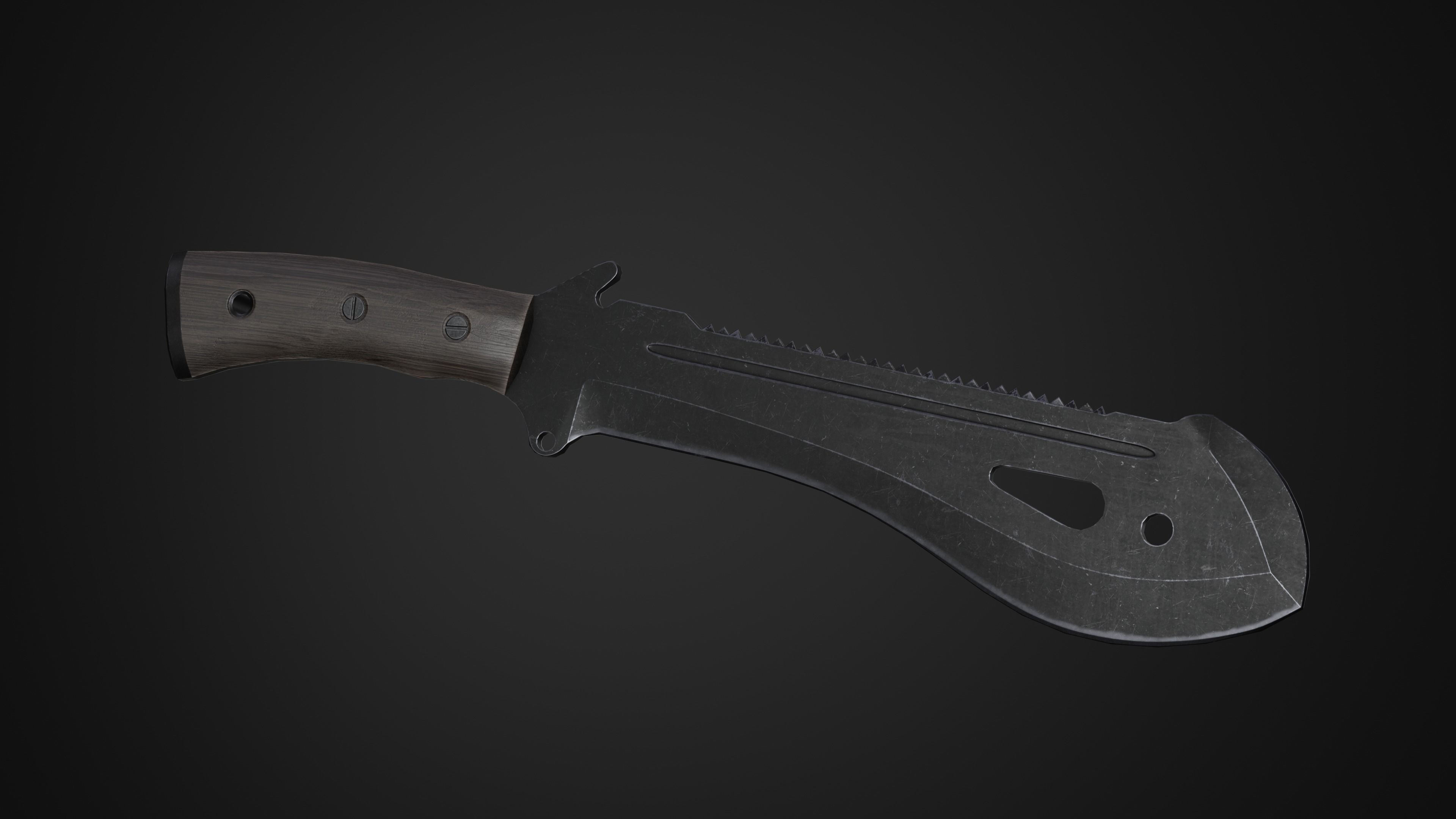 Machete knife Low-poly 3D model_1
