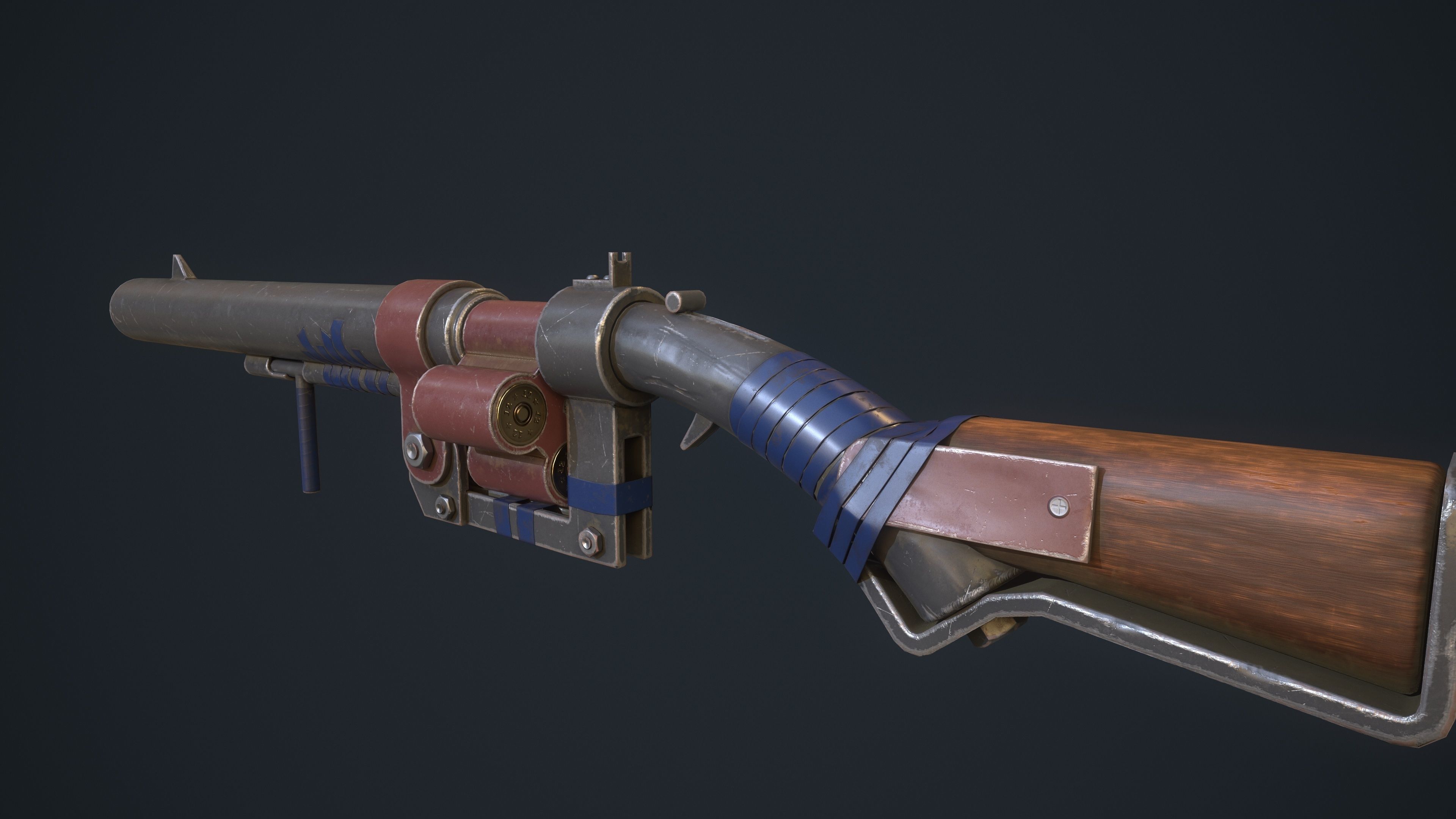 Handmade Shotgun Low-poly 3D model_5