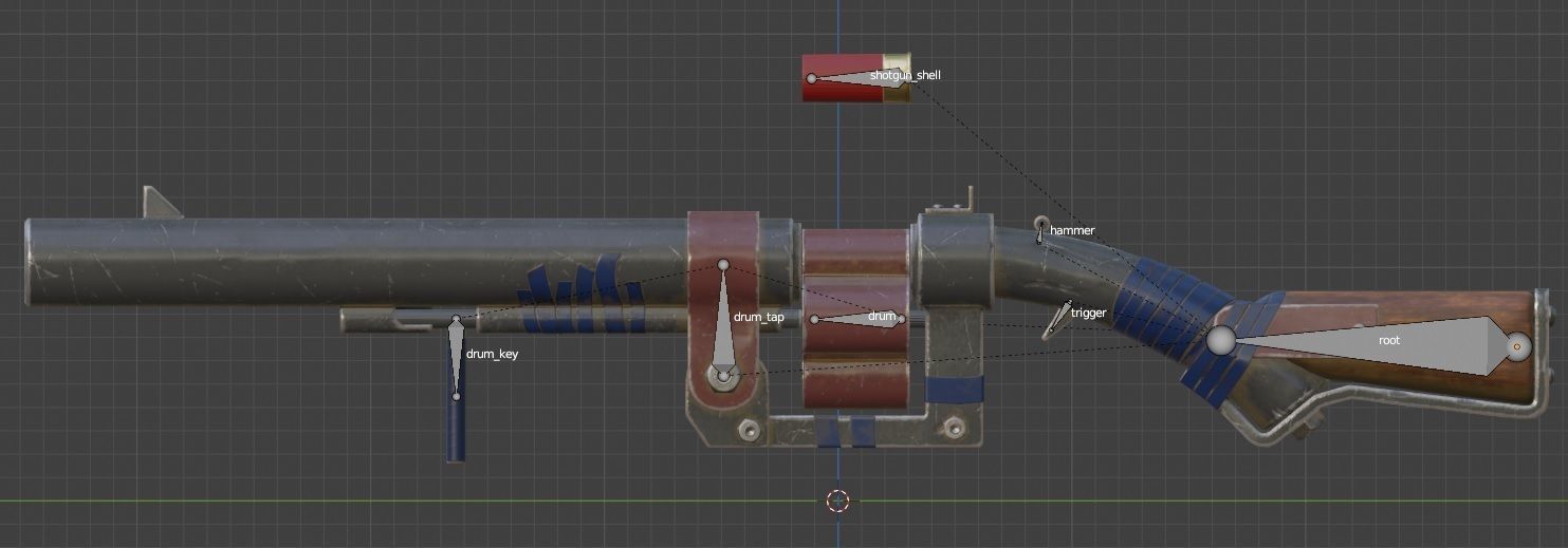 Handmade Shotgun Low-poly 3D model_8