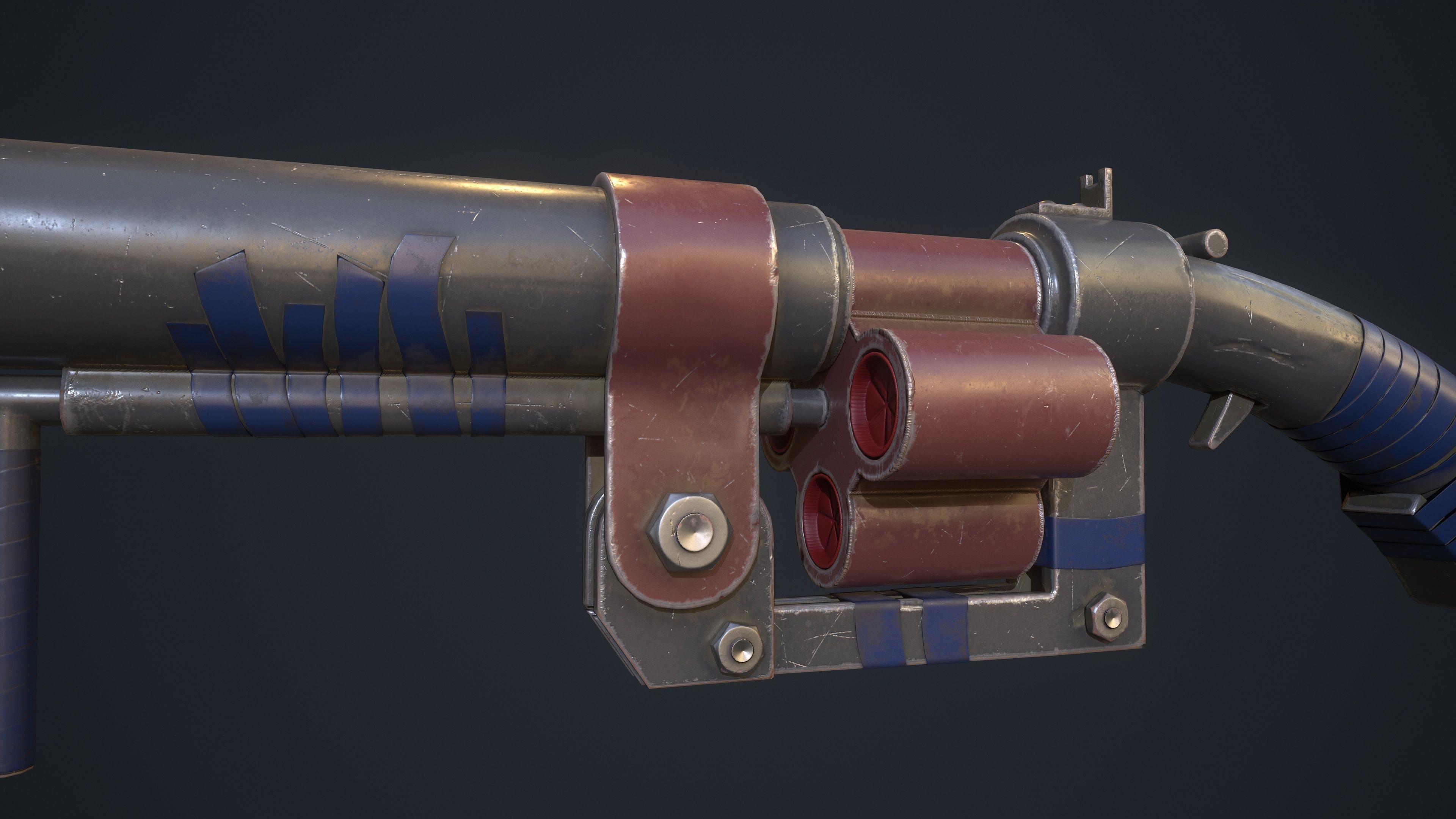 Handmade Shotgun Low-poly 3D model_4