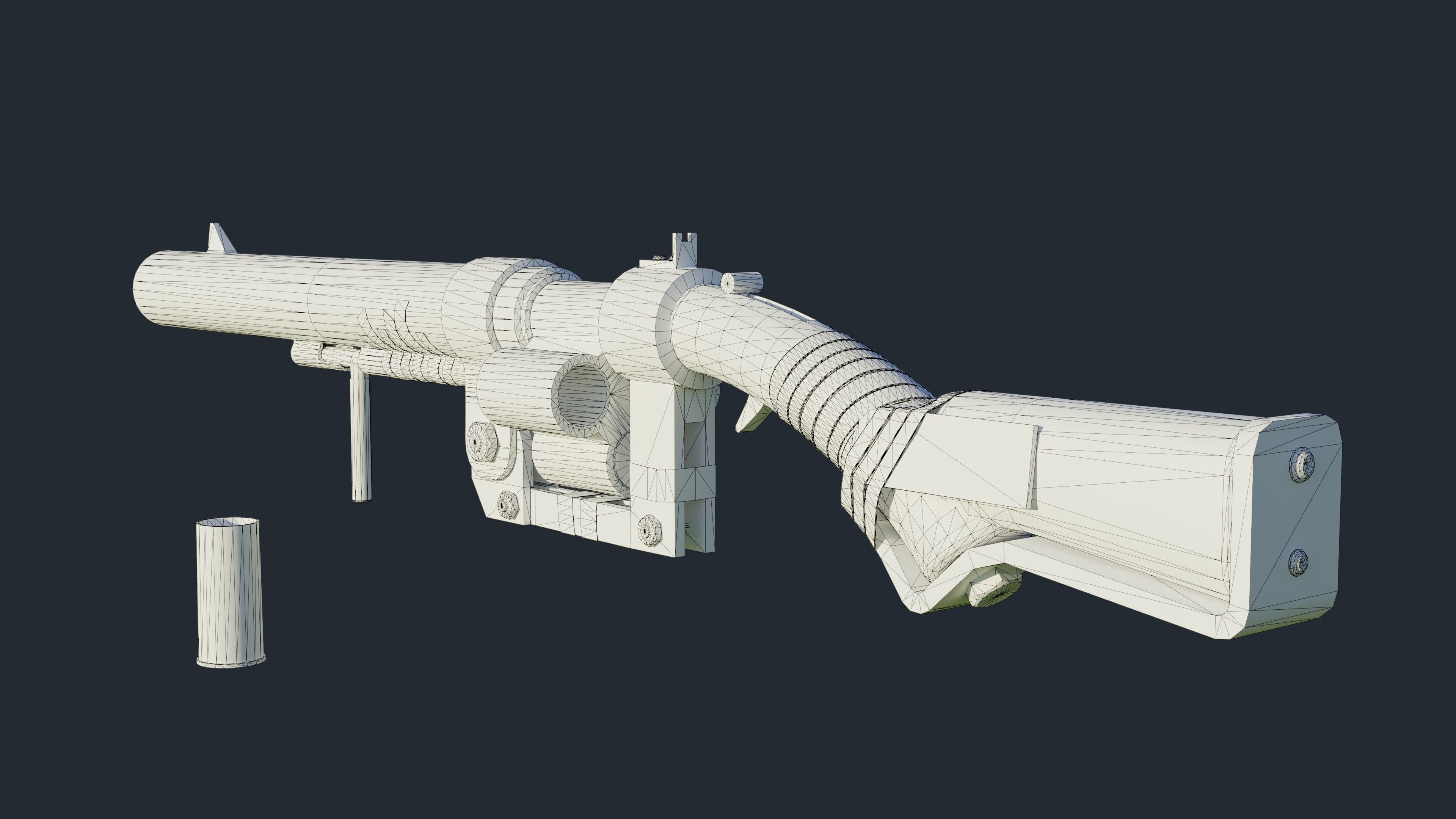 Handmade Shotgun Low-poly 3D model_10