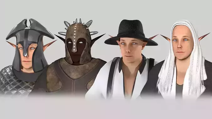 Elves men 3D Model Collection