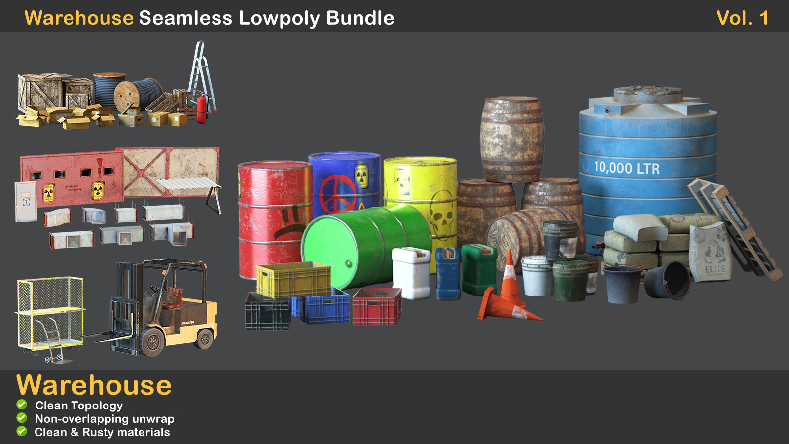 Warehouse lowpoly Bundle VOL 1 Low-poly 3D model_1