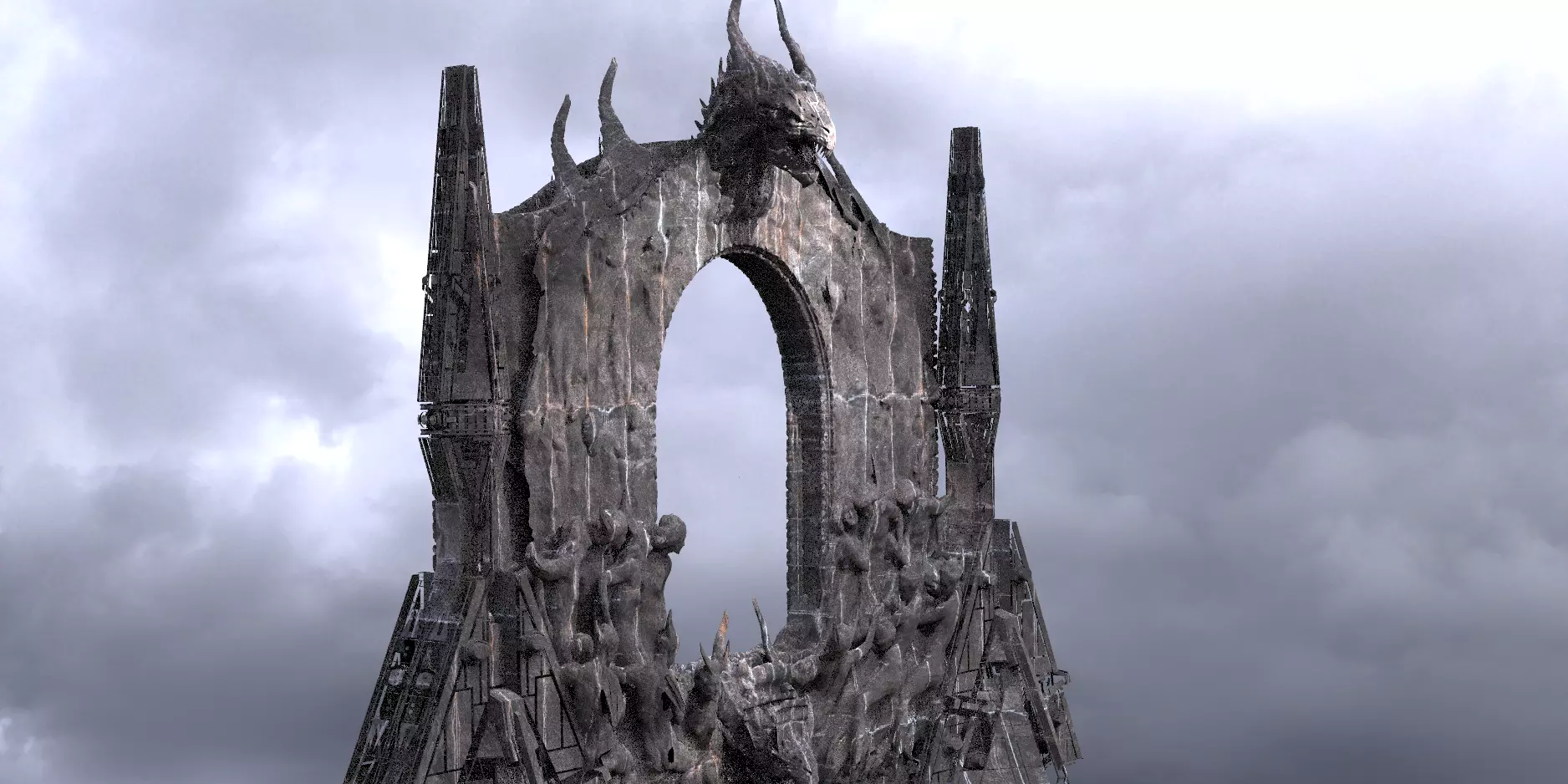 Medieval Portal Dantes Hell inferno Doorway 1  3D model_0