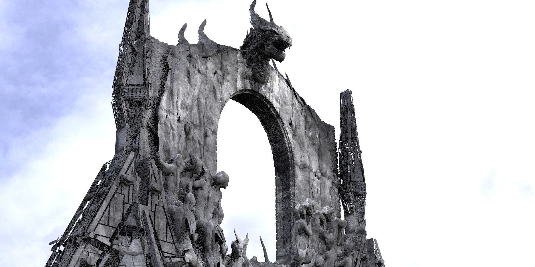 Medieval Portal Dantes Hell inferno Doorway 2  3D model_2