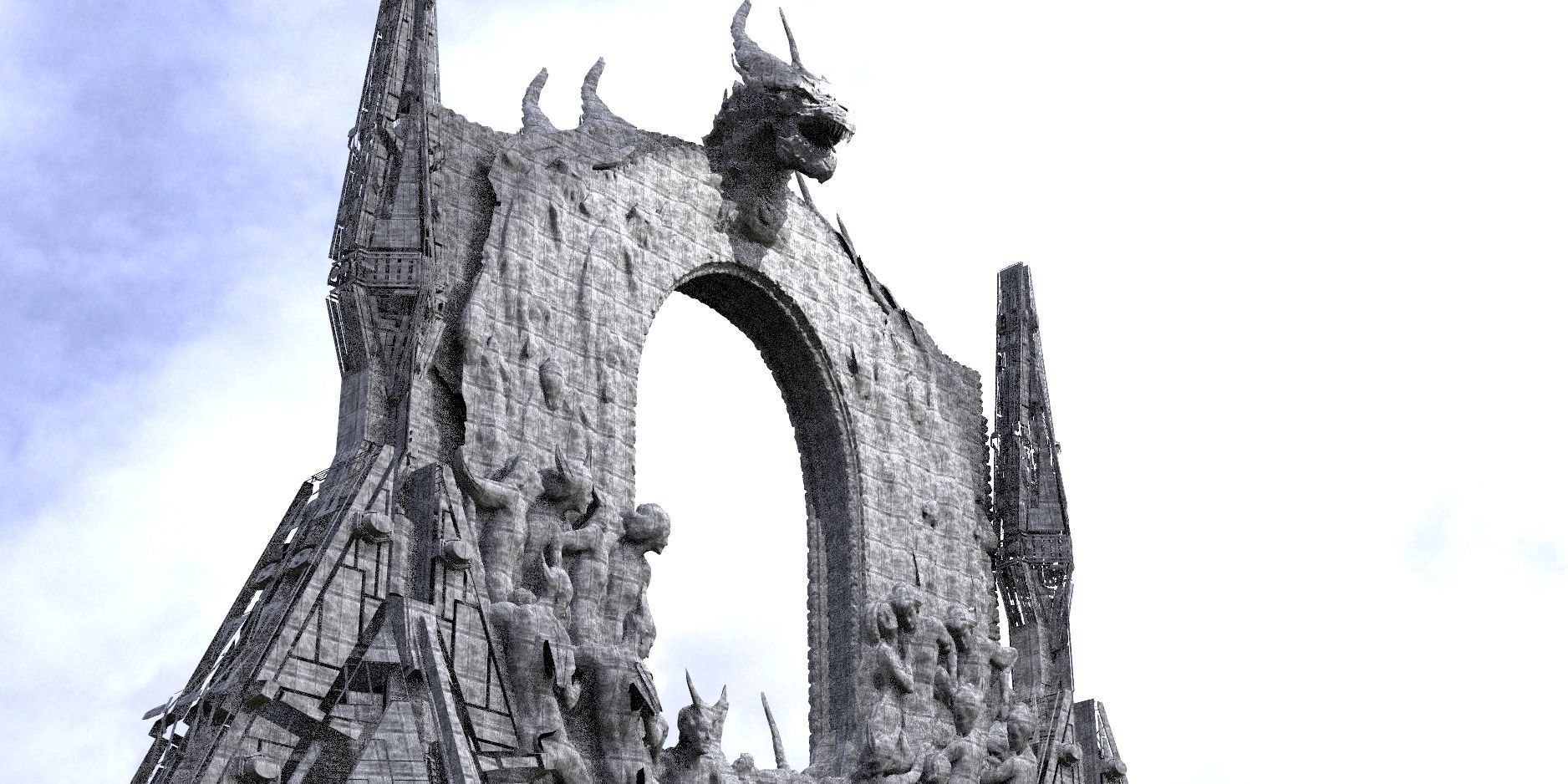 Medieval Portal Dantes Hell inferno Doorway 2  3D model_1