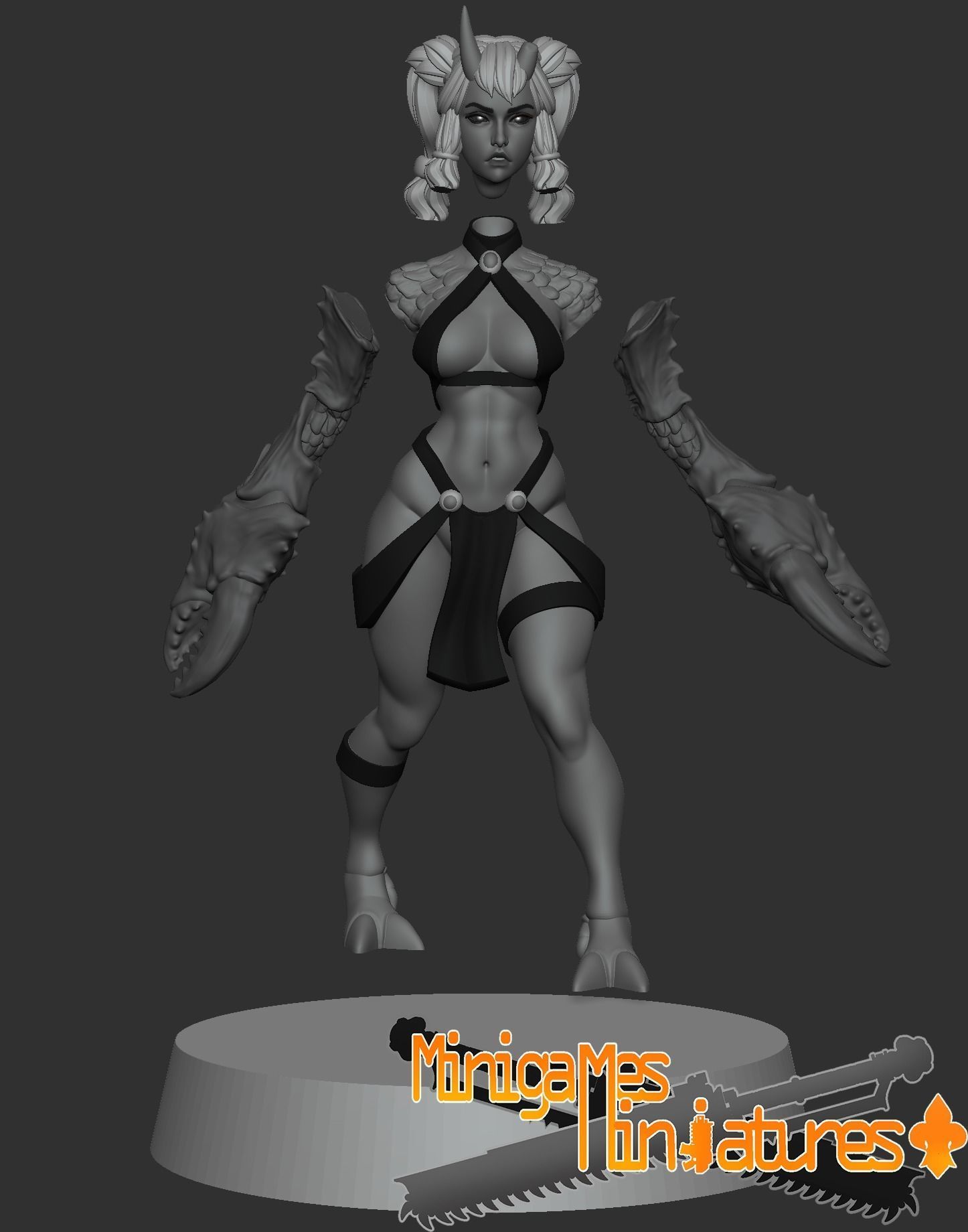 Demonesses anime figurines 3D print model_7