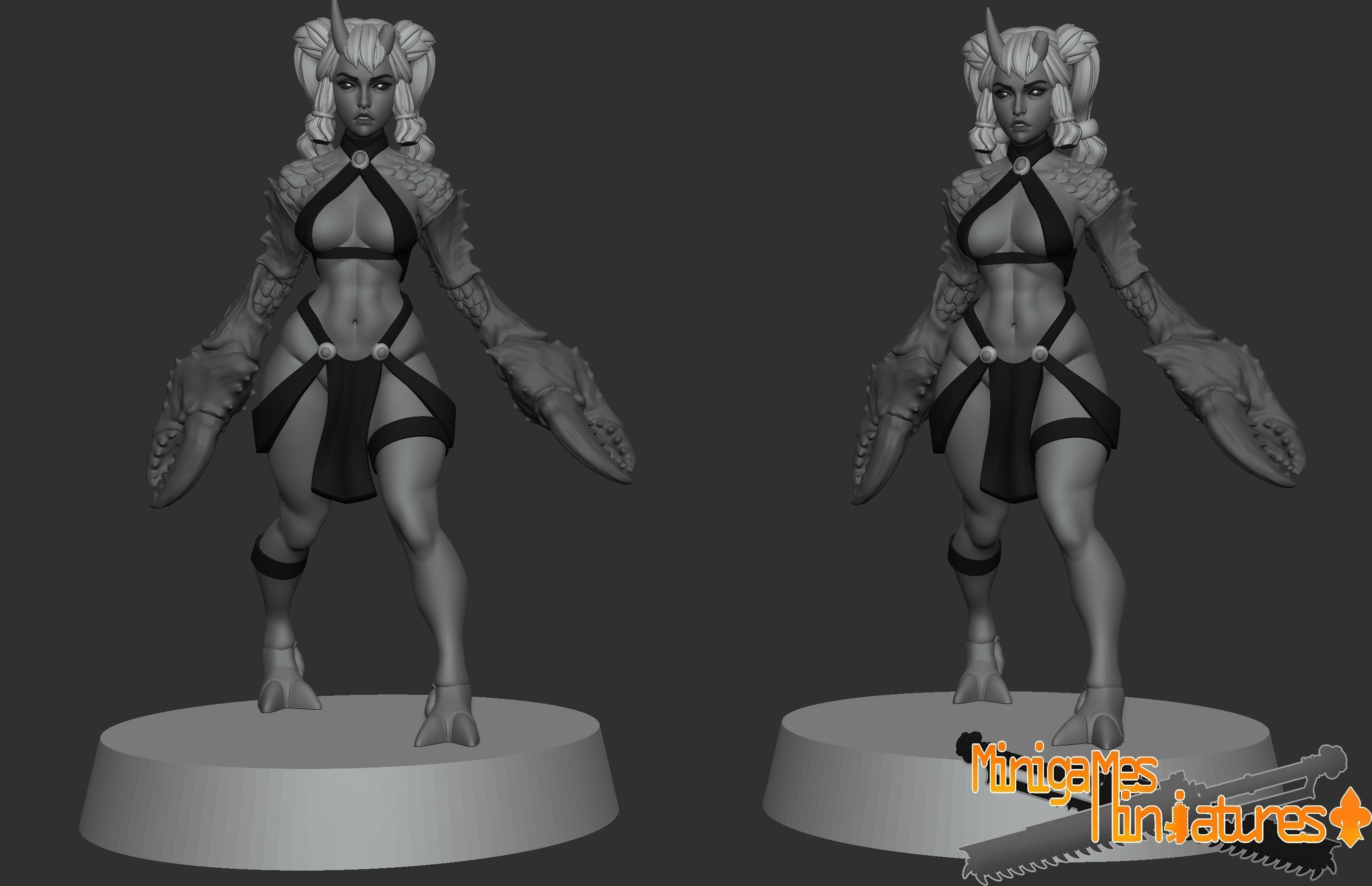 Demonesses anime figurines 3D print model_3
