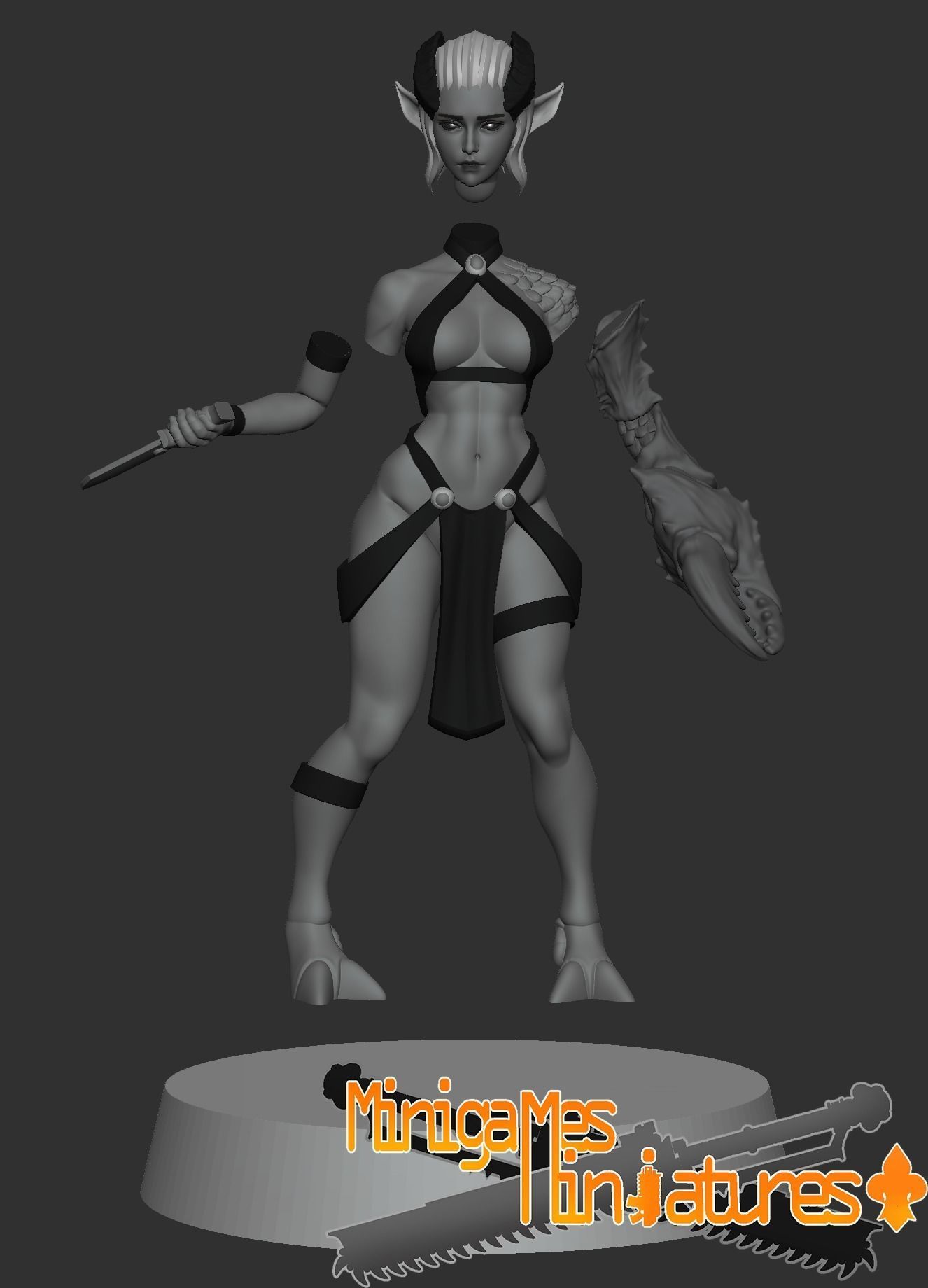 Demonesses anime figurines 3D print model_5
