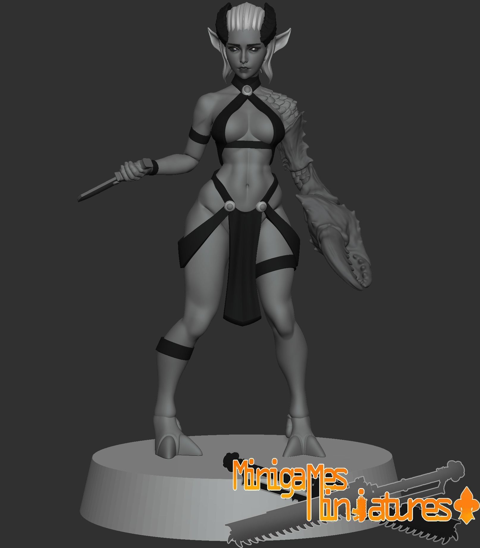 Demonesses anime figurines 3D print model_4
