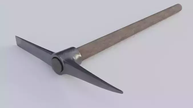 Pickaxe metal hammer with wooden handle 3D model