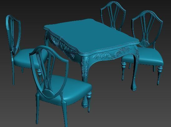 classical Dining set Low-poly 3D model_18