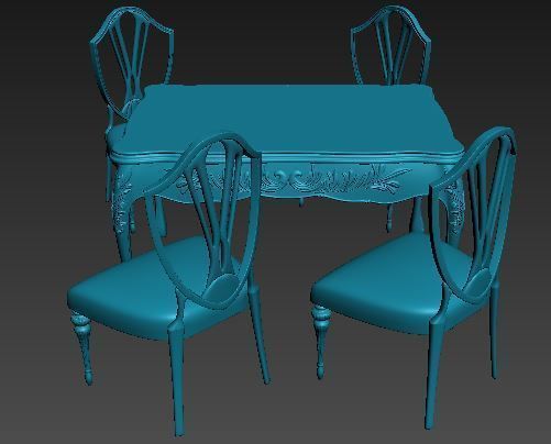 classical Dining set Low-poly 3D model_13
