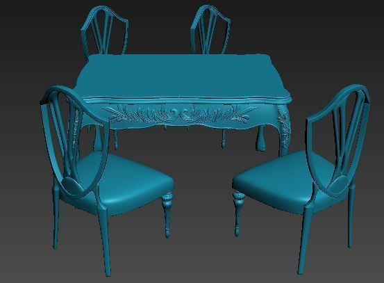 classical Dining set Low-poly 3D model_19